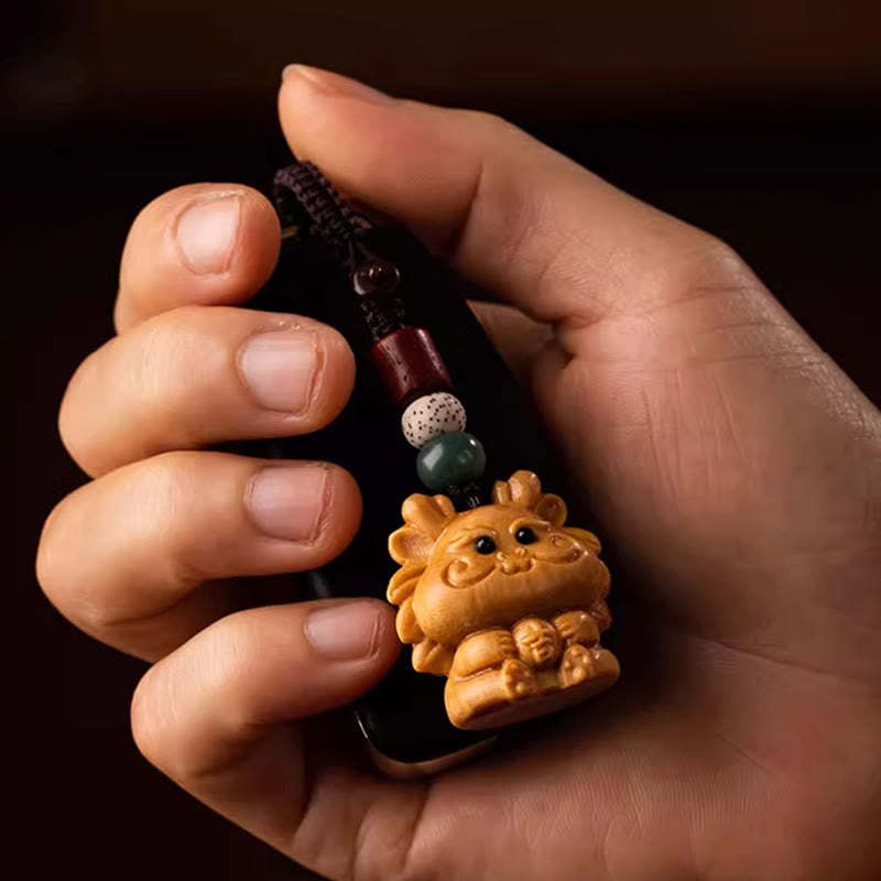 Wear FengShui Year Of The Horse Red Sandalwood Star Moon Bodhi Seed Blessing Key Chain