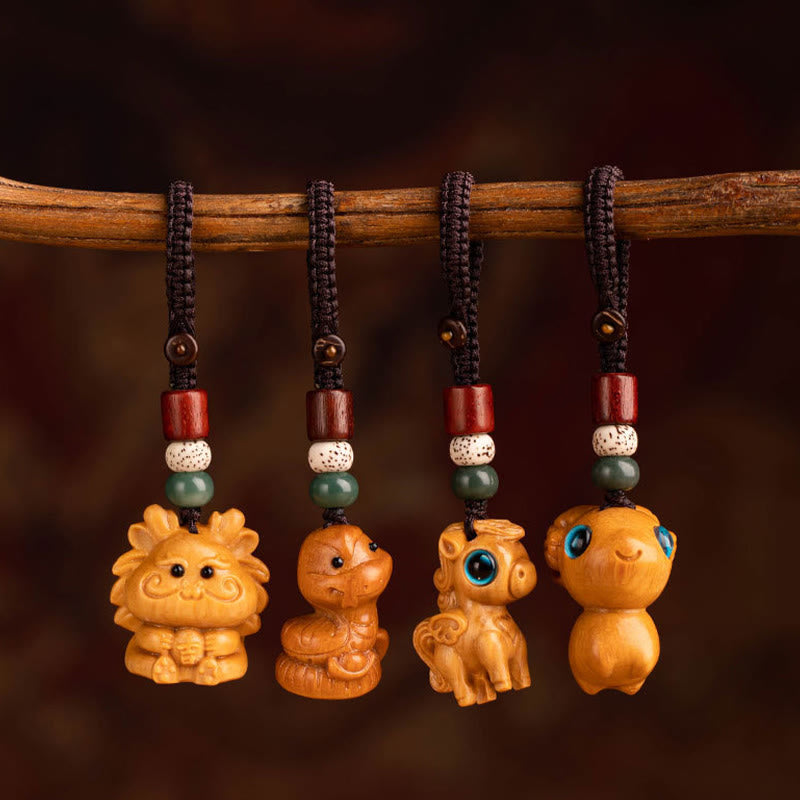 Wear FengShui Year Of The Horse Red Sandalwood Star Moon Bodhi Seed Blessing Key Chain