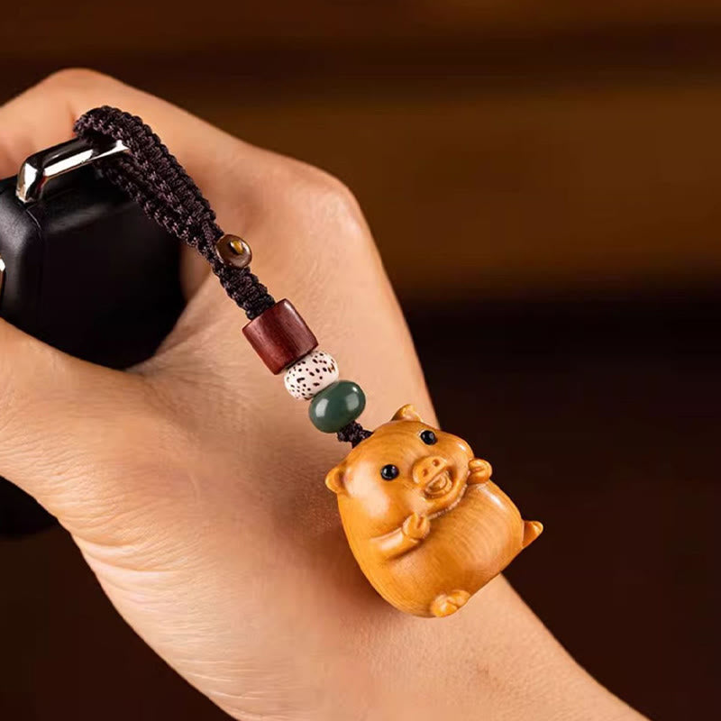 Wear FengShui Year Of The Horse Red Sandalwood Star Moon Bodhi Seed Blessing Key Chain