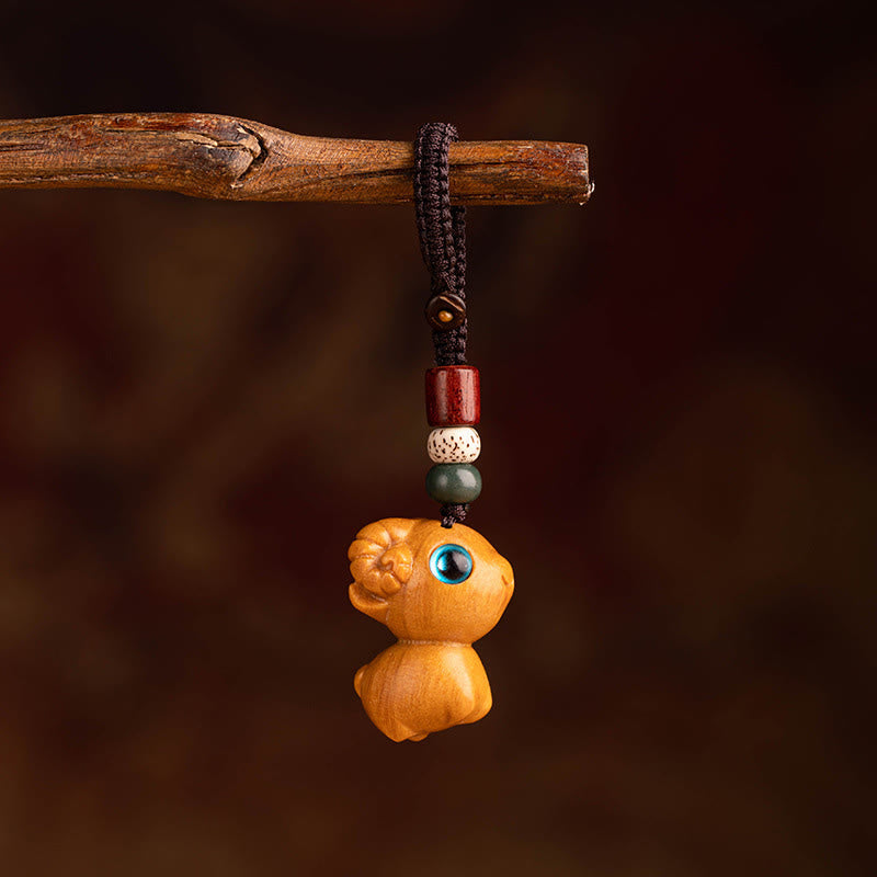 Wear FengShui Year Of The Horse Red Sandalwood Star Moon Bodhi Seed Blessing Key Chain