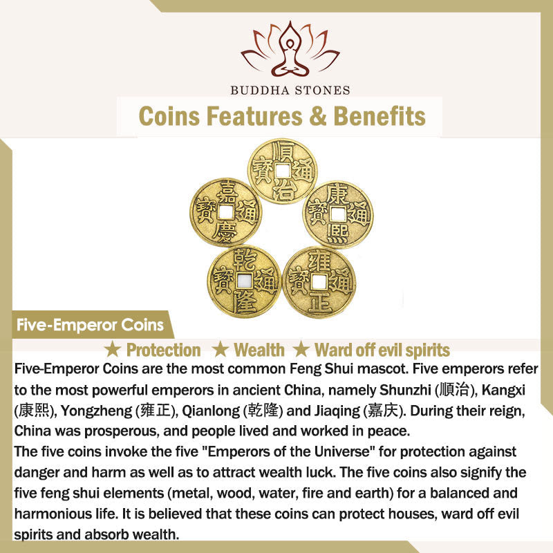 Wear FengShui Year Of The Horse Copper Brass Five-emperor Coins Pixiu Ward Off Evil Spirits Key Chain