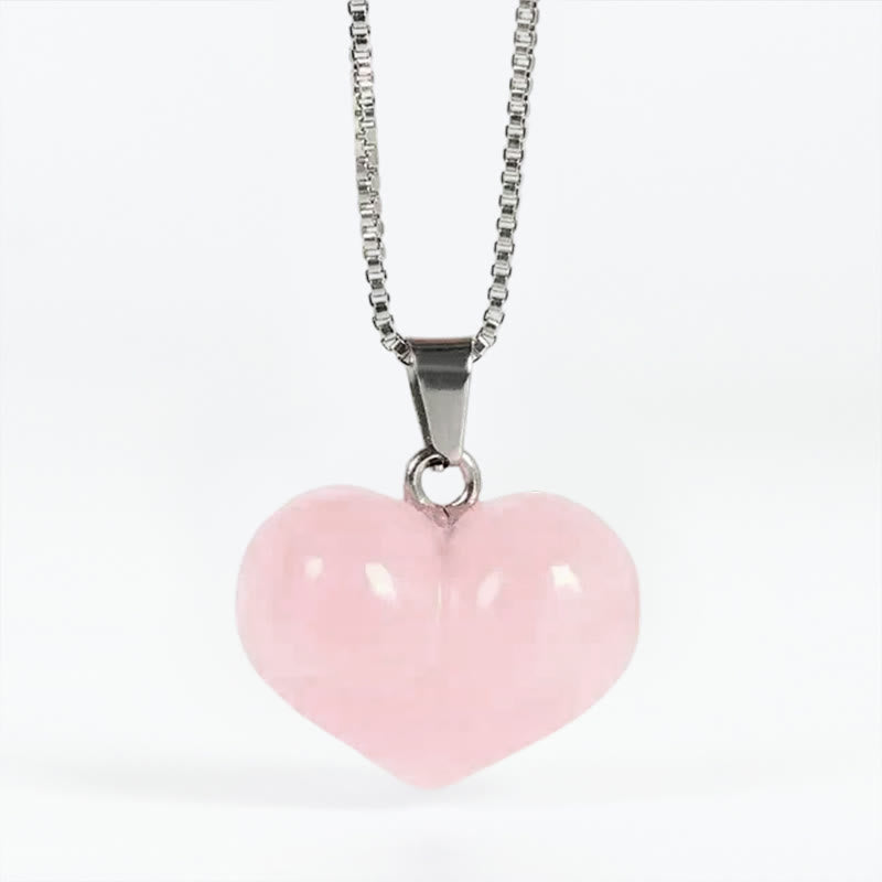 Wear FengShui Heart Design Amethyst Topaz Pink Crystal Opal Tiger Eye White Crystal Red Jasper Amazonite Green Aventurine Black Obsidian Citrine Balance Necklace Pendant