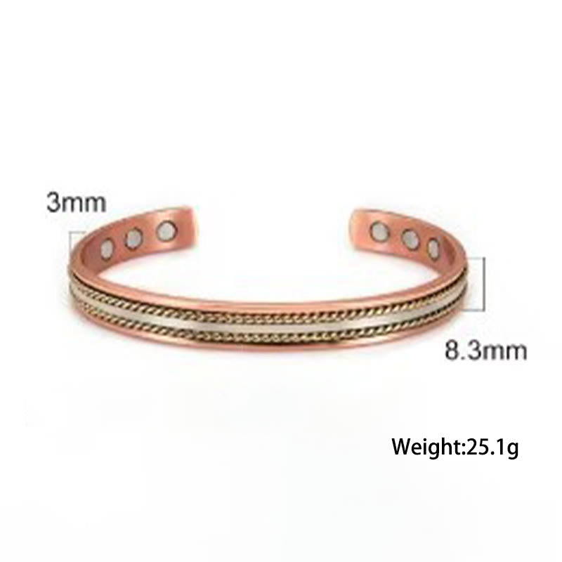 Wear FengShui Retro Twisted Design Copper Open Wealth Luck Cuff Bracelet Bangle Ring