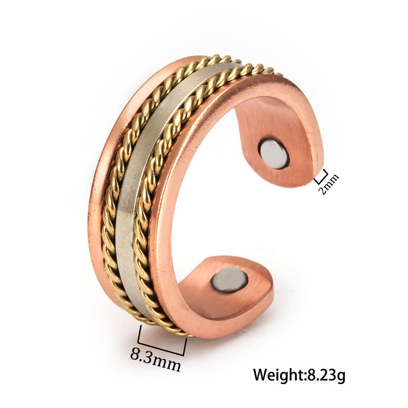 Wear FengShui Retro Twisted Design Copper Open Wealth Luck Cuff Bracelet Bangle Ring