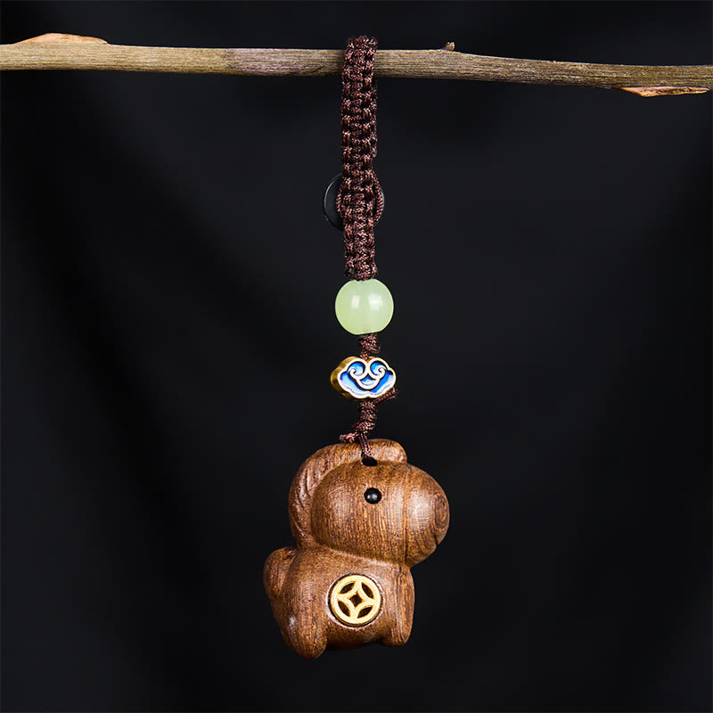 Wear FengShui "Hoping You Have a Joyful Year" Year of the Horse Rainbow Eucalyptus Small Leaf Red Sandalwood Key Chain Includes Gift Message Card