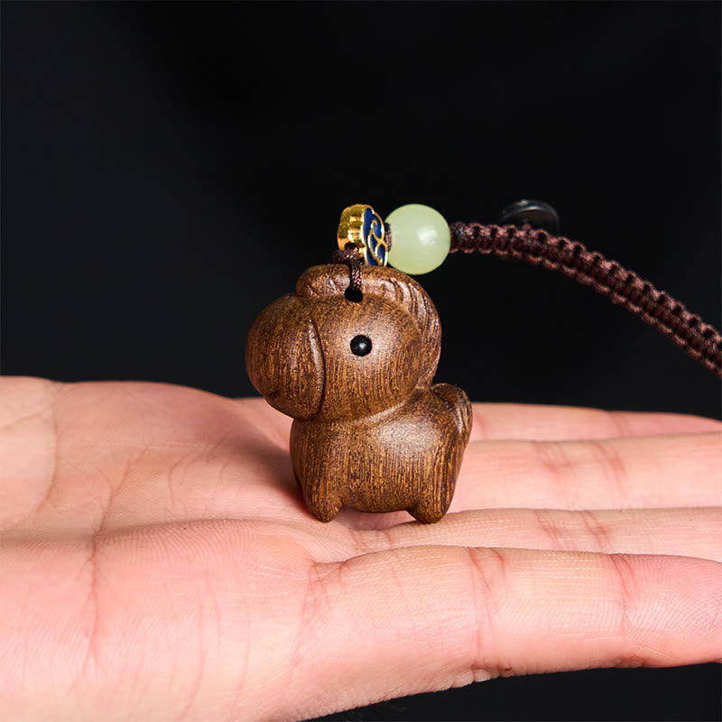 Wear FengShui "Hoping You Have a Joyful Year" Year of the Horse Rainbow Eucalyptus Small Leaf Red Sandalwood Key Chain Includes Gift Message Card