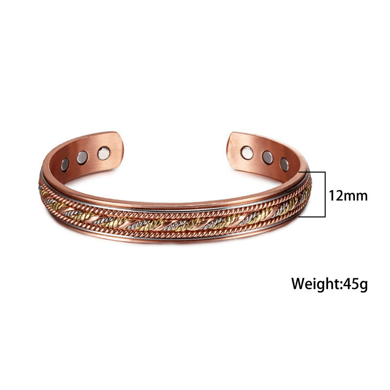Wear FengShui Retro Open Twisted Copper Balance Luck Cuff Bracelet Bangle