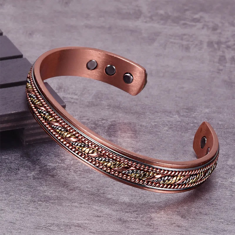 Wear FengShui Retro Open Twisted Copper Balance Luck Cuff Bracelet Bangle