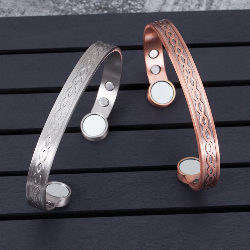 Wear FengShui Interwoven Loop Pattern Copper Balance Luck Open Cuff Bracelet Bangle