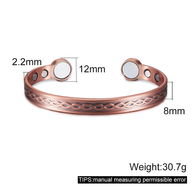 Wear FengShui Interwoven Loop Pattern Copper Balance Luck Open Cuff Bracelet Bangle