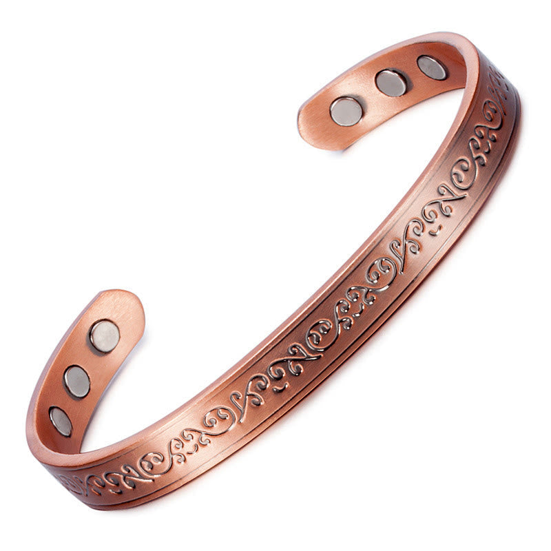 Wear FengShui Engraved Patterned Copper Balance Open Cuff Bracelet Bangle