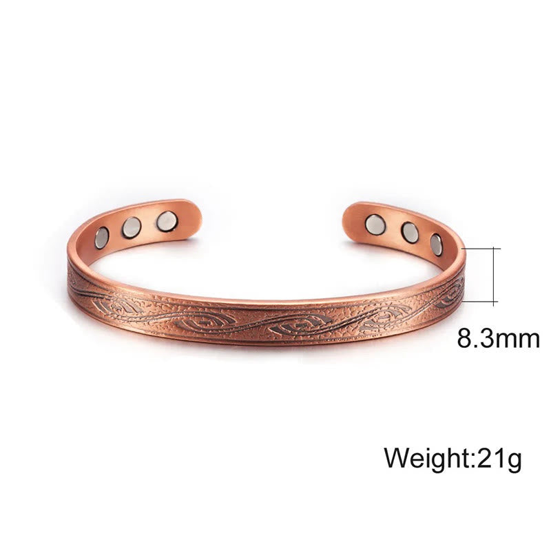Wear FengShui Spiral Pattern Copper Balance Open Adjustable Cuff Bracelet Bangle