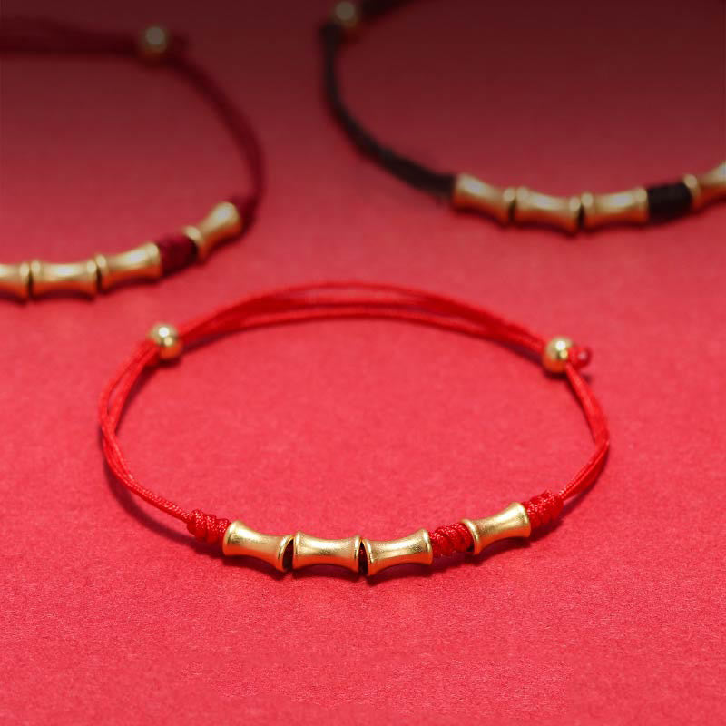 Wear FengShui 925 Sterling Silver Bamboo Design Protection Luck Braided Bracelet