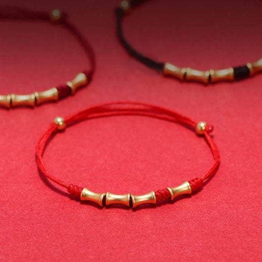 Wear FengShui 925 Sterling Silver Bamboo Design Protection Luck Braided Bracelet