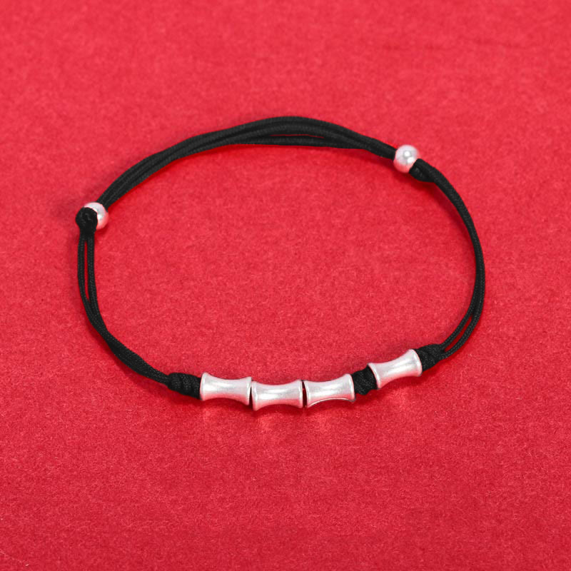 Wear FengShui 925 Sterling Silver Bamboo Design Protection Luck Braided Bracelet