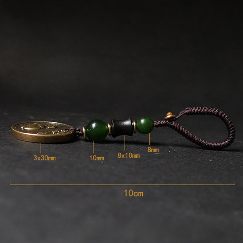 Wear FengShui Chinese Zodiac Year Of The Horse Bagua Fu Character Copper Brass Balance Key Chain