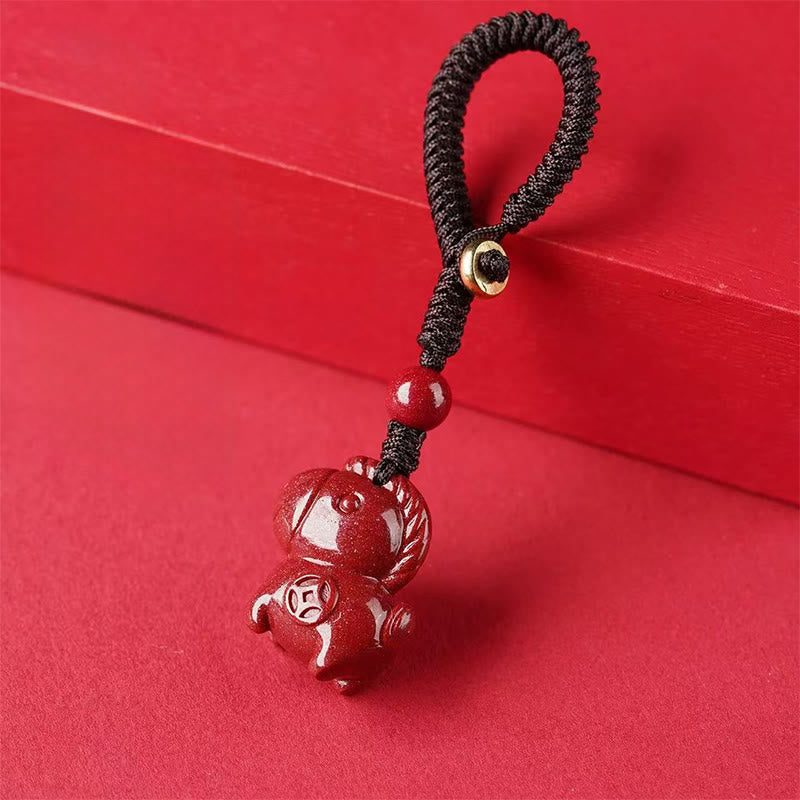 Wear FengShui Year Of The Horse Cinnabar Keep Away Evil Spirits Key Chain