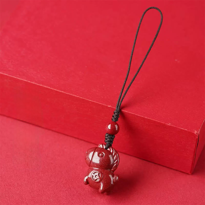 Wear FengShui Year Of The Horse Cinnabar Keep Away Evil Spirits Key Chain