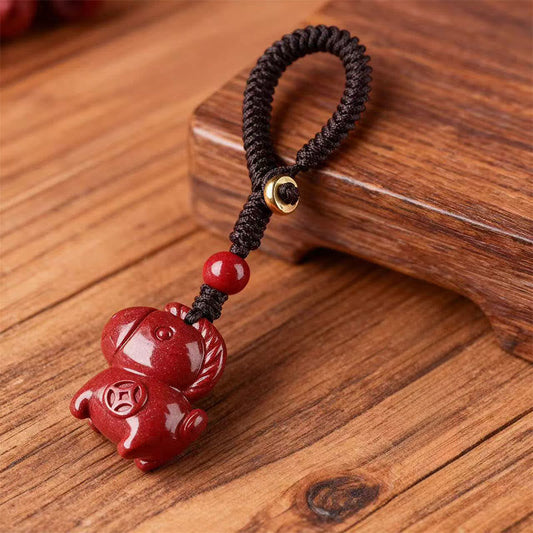 Wear FengShui Year Of The Horse Cinnabar Keep Away Evil Spirits Key Chain