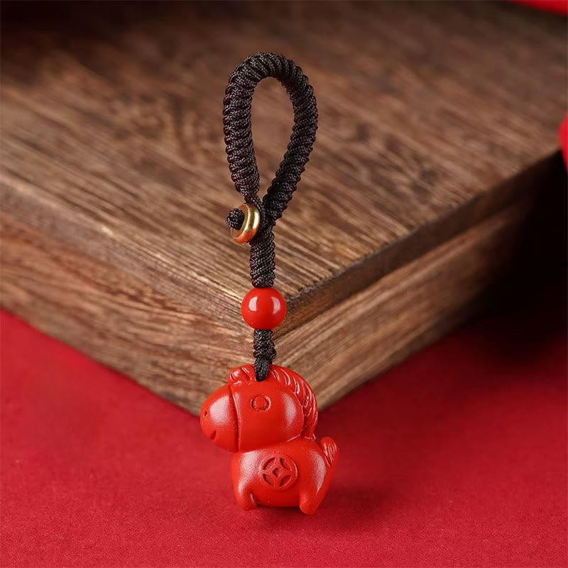 Wear FengShui Year Of The Horse Cinnabar Keep Away Evil Spirits Key Chain