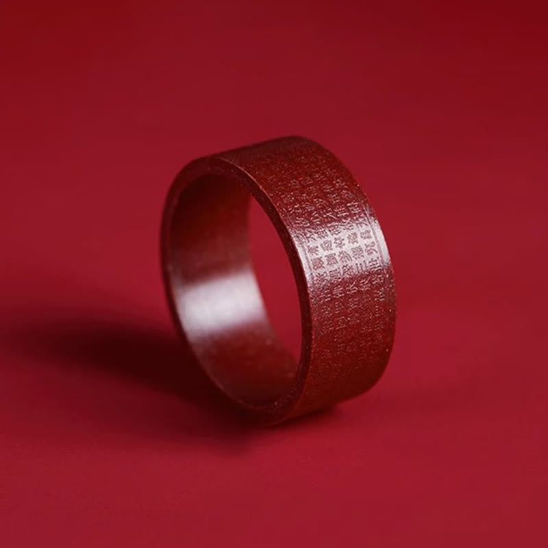Wear FengShui Cinnabar Om Mani Padme Hum Heart Sutra Blessing Ring