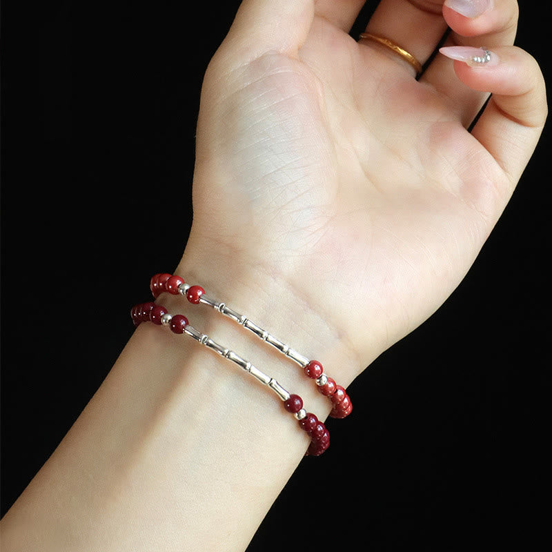 Wear FengShui Cinnabar 925 Sterling Silver Calm Concentration Bracelet