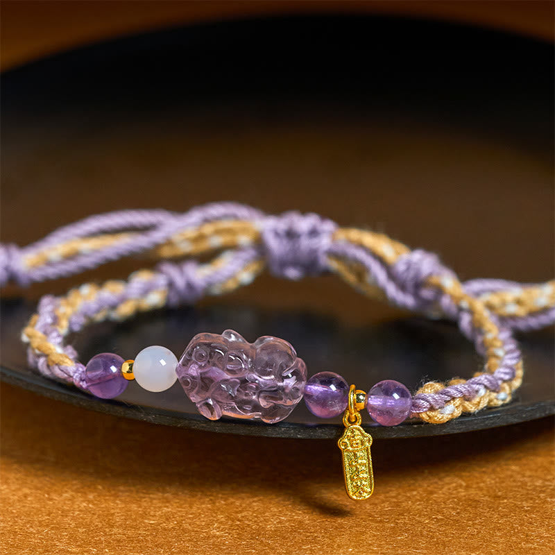 Wear FengShui Amethyst Pixiu Balance Lucky Bracelet