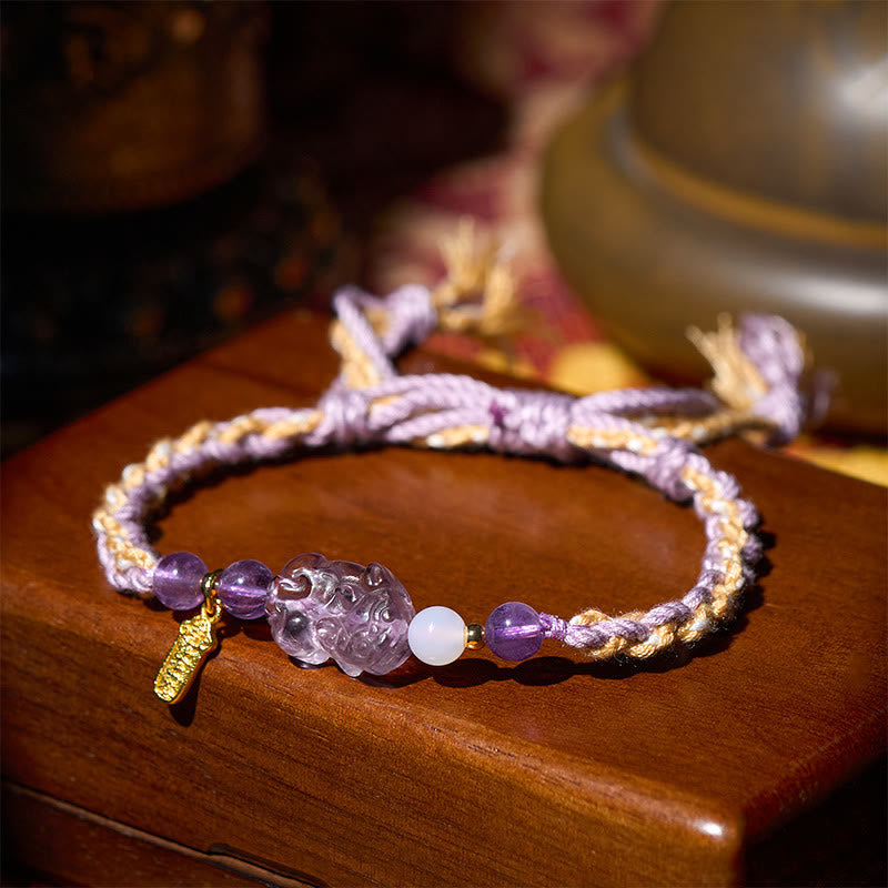 Wear FengShui Amethyst Pixiu Balance Lucky Bracelet