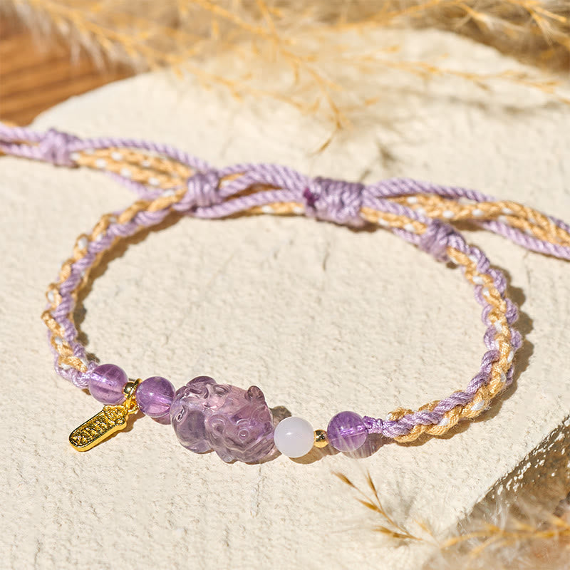 Wear FengShui Amethyst Pixiu Balance Lucky Bracelet