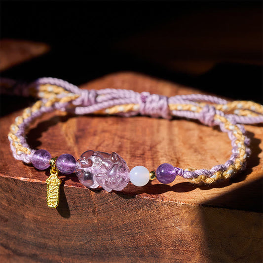 Wear FengShui Amethyst Pixiu Balance Lucky Bracelet