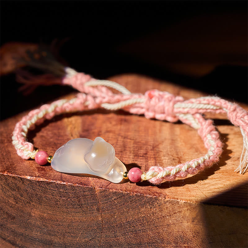 Wear FengShui Chalcedony Cat Positive Harmony Bracelet