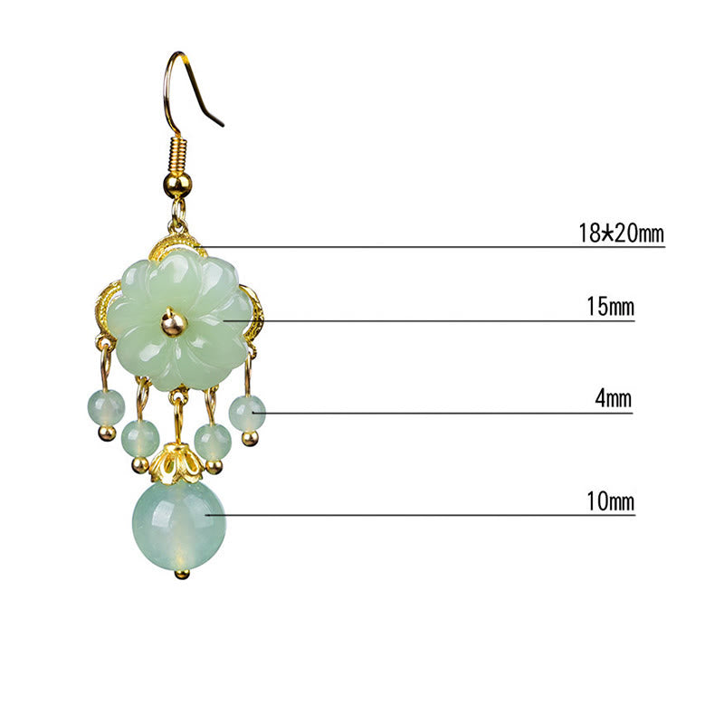 Wear FengShui Green Pink Flower Liuli Glass Drop Earrings