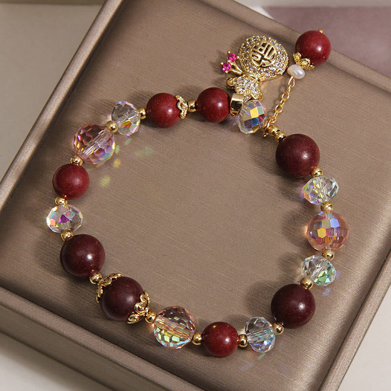 Wear FengShui Sandalwood Fu Character Lucky Fortune Money Bag Charm Protection Bracelet
