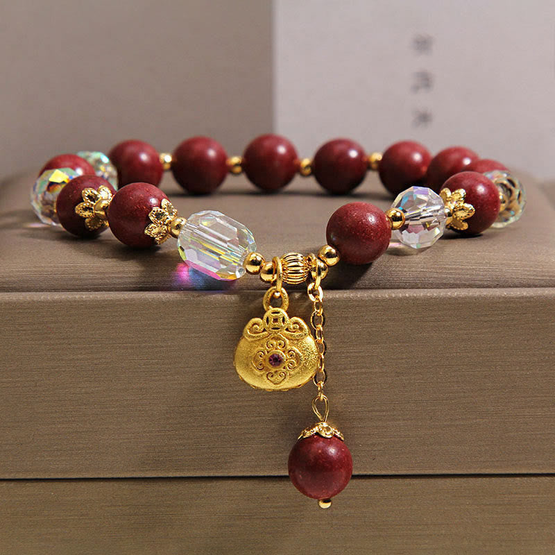 Wear FengShui Sandalwood Lucky Bag Charm Healing Bracelet