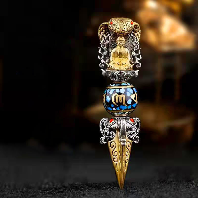 Wear FengShui Tibetan Om Mani Padme Hum Buddha Wealth Rotation Necklace Vajra Pendant