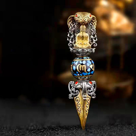 Wear FengShui Tibetan Om Mani Padme Hum Buddha Wealth Rotation Necklace Vajra Pendant
