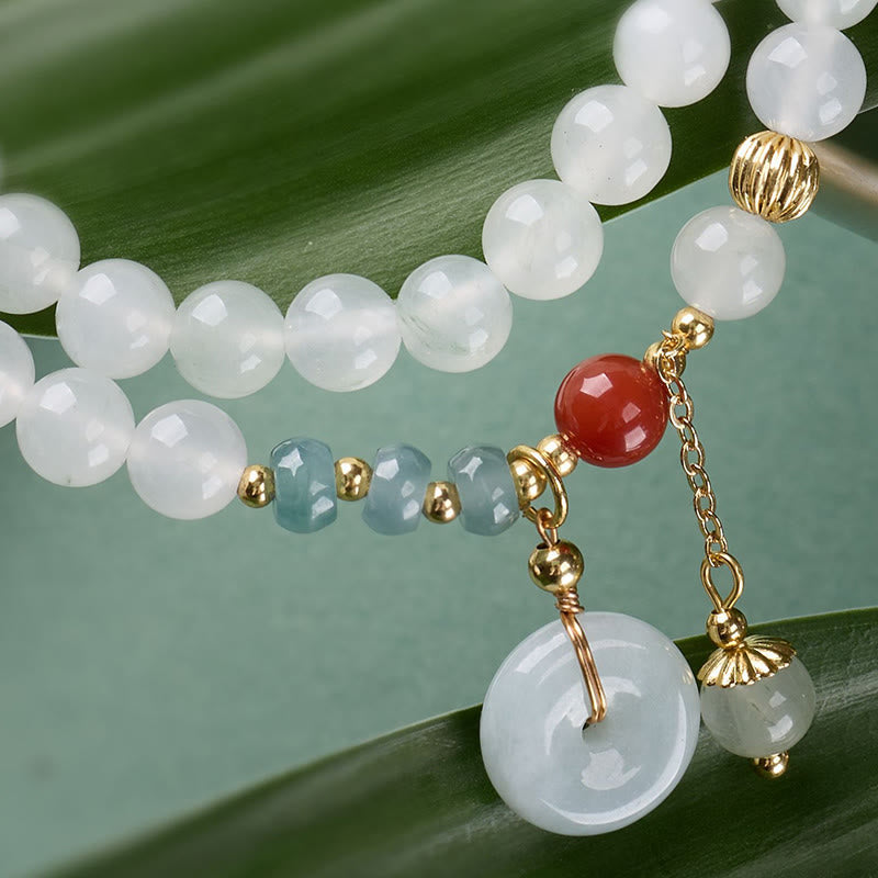 Wear FengShui Jade Peace Buckle Luck Abundance Double Wrap Bracelet