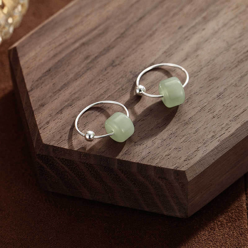 Wear FengShui 925 Sterling Silver Hetian Jade Prosperity Earrings