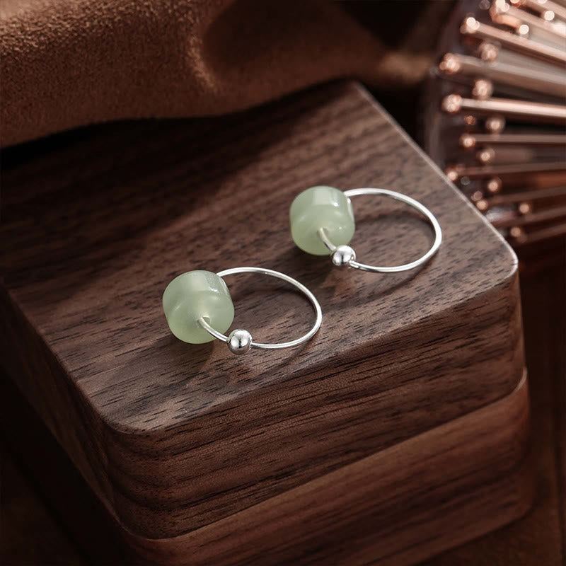 Wear FengShui 925 Sterling Silver Hetian Jade Prosperity Earrings