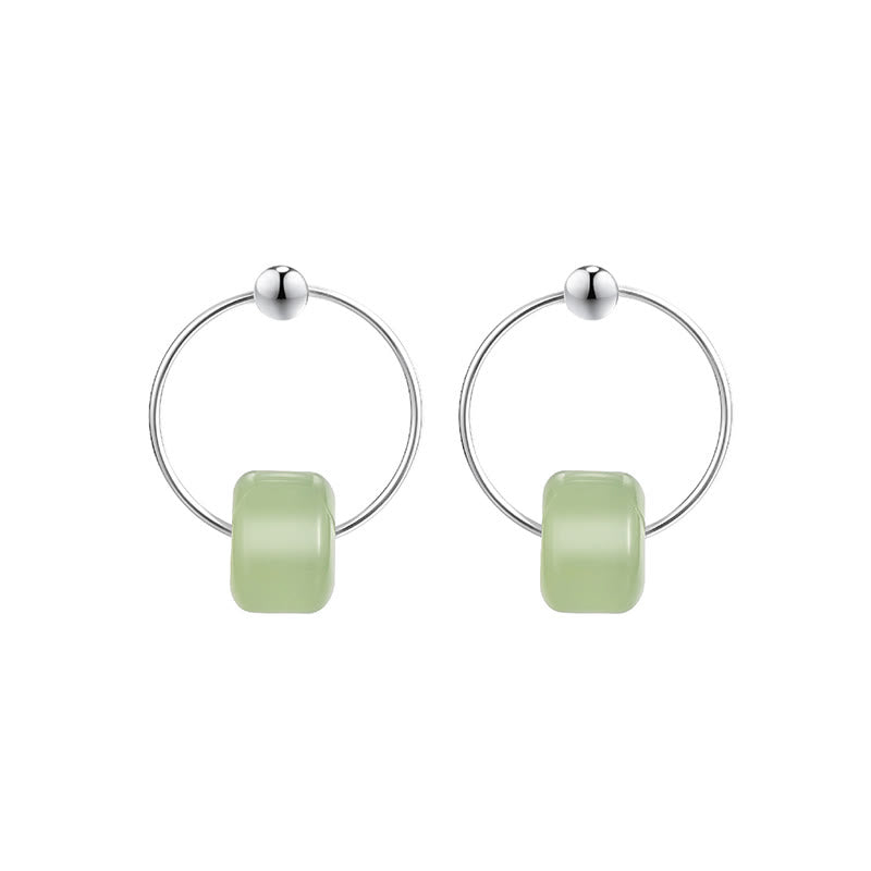 Wear FengShui 925 Sterling Silver Hetian Jade Prosperity Earrings