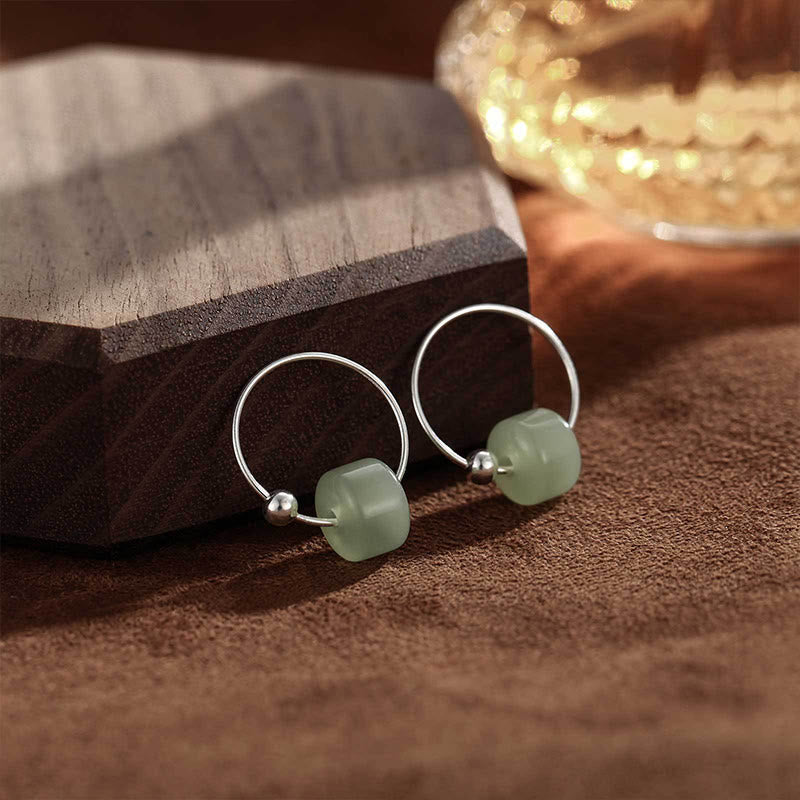 Wear FengShui 925 Sterling Silver Hetian Jade Prosperity Earrings