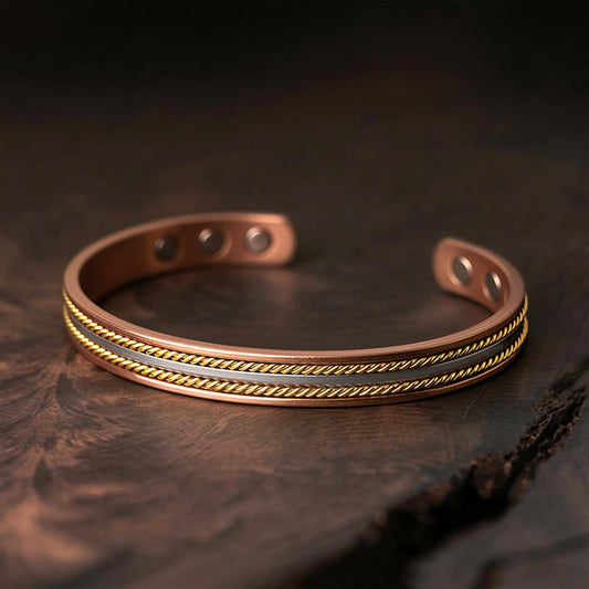 Wear FengShui Retro Twisted Design Copper Open Wealth Luck Cuff Bracelet Bangle Ring