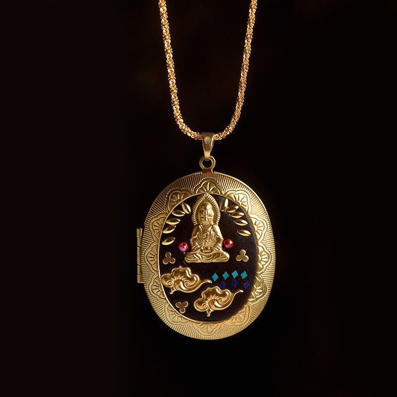 Wear FengShui Copper Kwan Yin Avalokitesvara Zakiram Wealth Pendant Necklace
