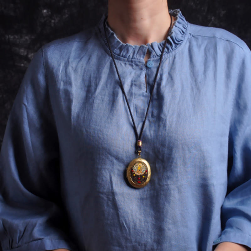 Wear FengShui Copper Kwan Yin Avalokitesvara Zakiram Wealth Pendant Necklace