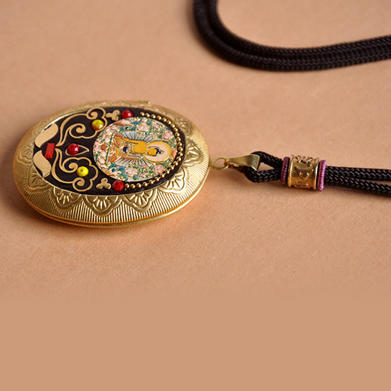 Wear FengShui Copper Kwan Yin Avalokitesvara Zakiram Wealth Pendant Necklace
