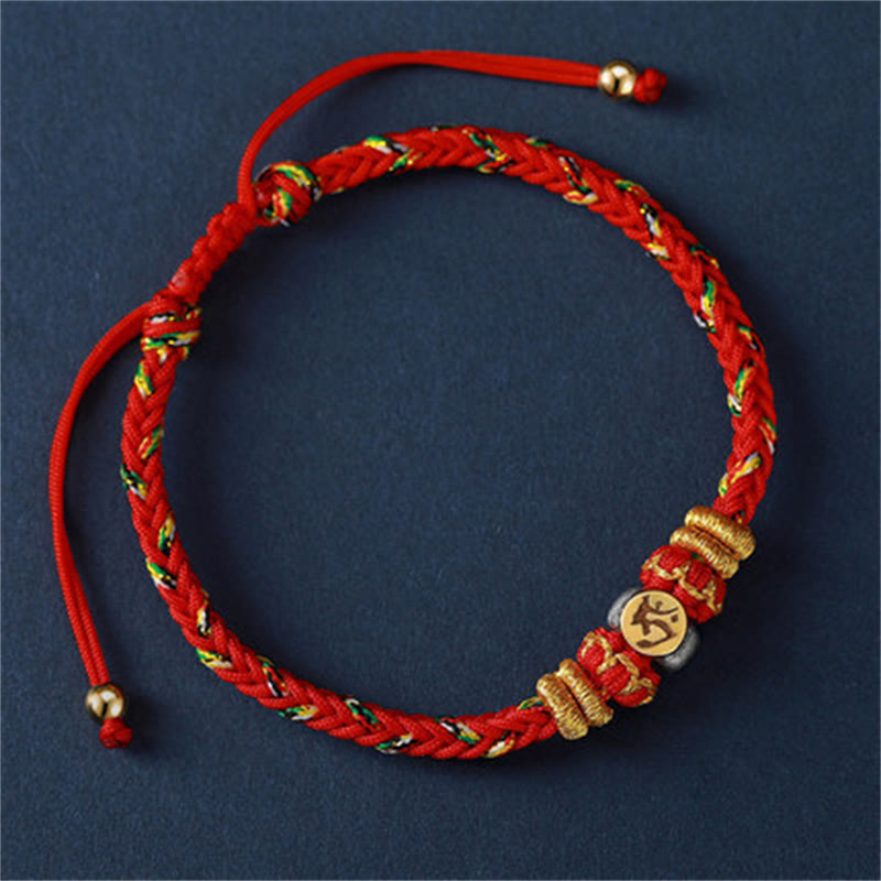 Wear FengShui Chinese Zodiac Natal Buddha Silver Luck Braided String Bracelet