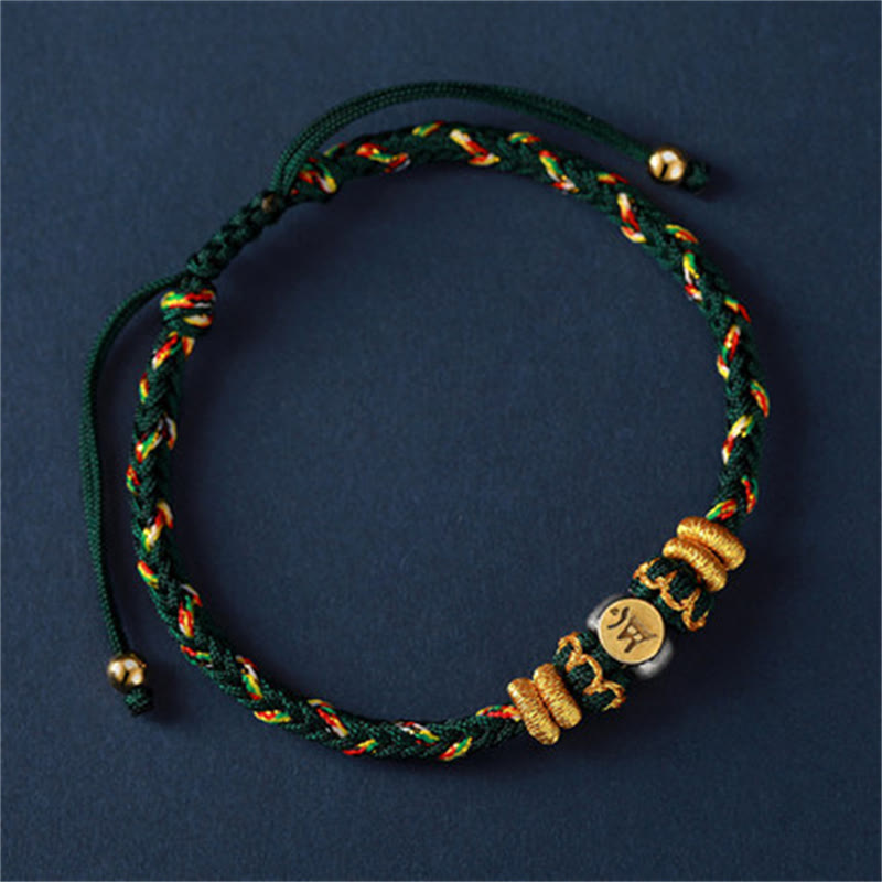 Wear FengShui Chinese Zodiac Natal Buddha Silver Luck Braided String Bracelet