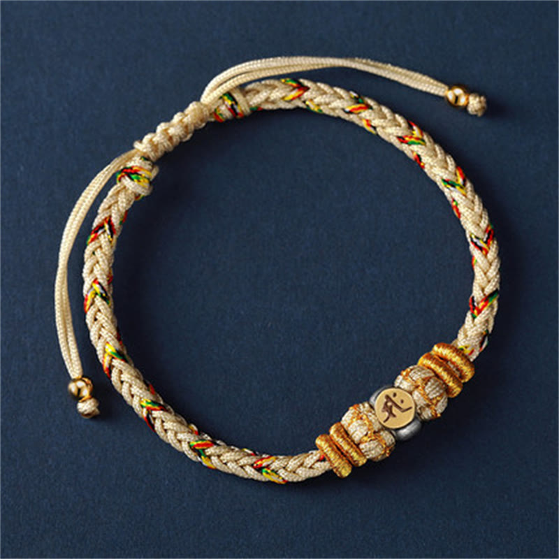 Wear FengShui Chinese Zodiac Natal Buddha Silver Luck Braided String Bracelet