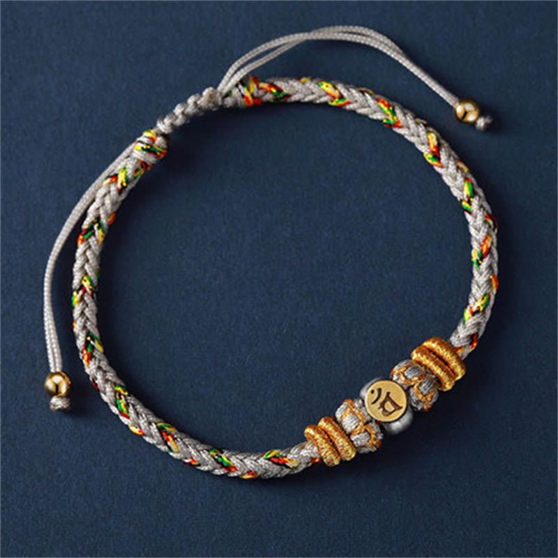 Wear FengShui Chinese Zodiac Natal Buddha Silver Luck Braided String Bracelet