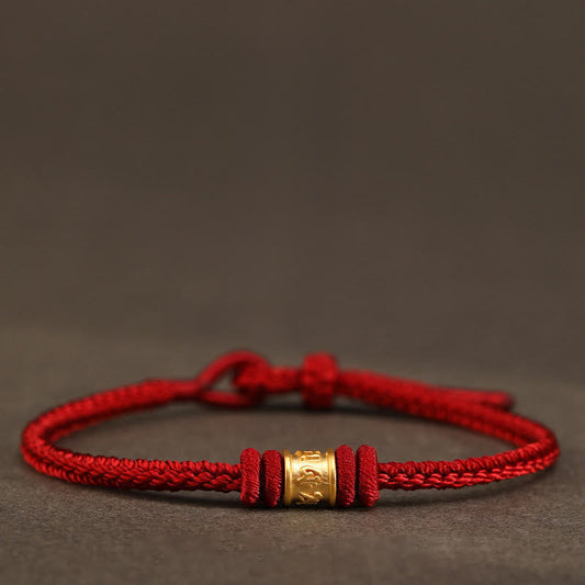 Wear FengShui Tibet Handmade 999 Gold Om Mani Padme Hum Luck Protection Bracelet